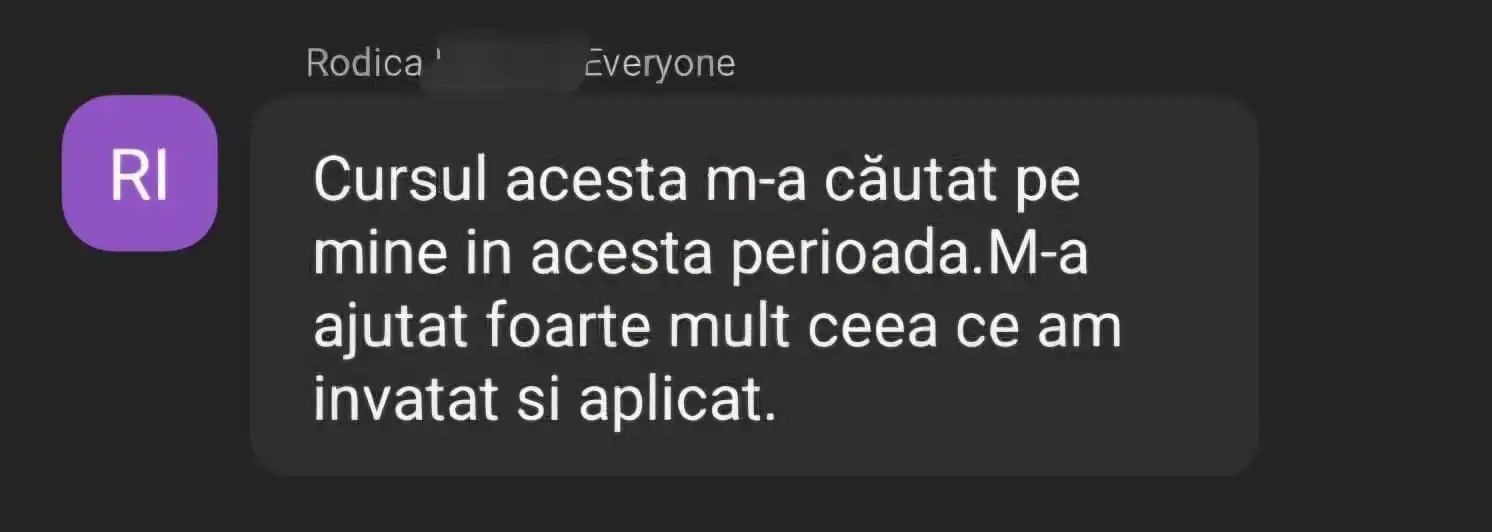 Mesaj primit de la un cursant NLP Mania